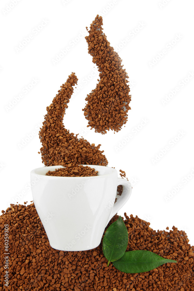 Cup with instant coffee isolated on white