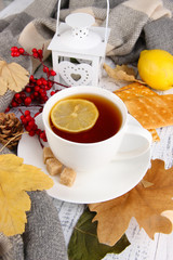 Aufkleber - Cup of tea with lemon close up