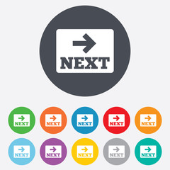 Poster - arrow sign icon. next button. navigation symbol
