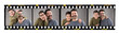 Happy father and son images on old fashioned 35mm filmstrip