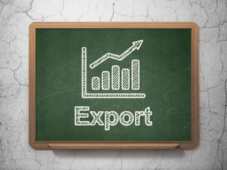 Business concept: Growth Graph and Export on chalkboard