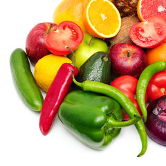 Wall Mural - fruits and vegetables isolated on white background