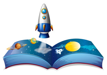 Sticker - A book showing the planet and airships