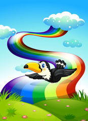 Sticker - A bird flying near the rainbow