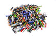 Different types of used batteries ready for recycling