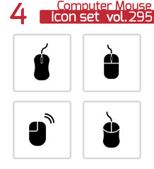 Wall Mural - vector black computer mouse icons set