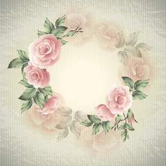 Wall Mural - illustration background with heart and roses