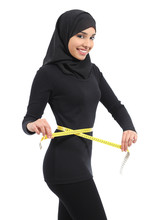 Beautiful Arab Saudi Fitness Woman With A Tape Measure
