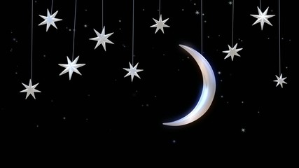 shiny moon and stars in the sky.