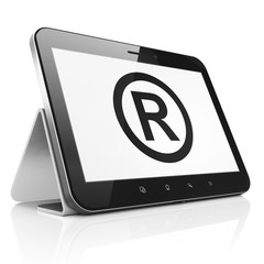 Law concept: Registered on tablet pc computer