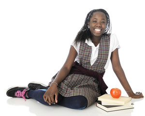 Happy Schoolgirl in Uniform