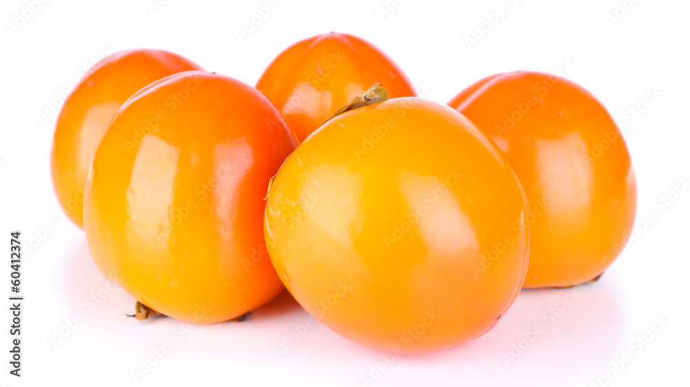 Ripe persimmons isolated on white