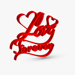 Wall Mural - beautiful love forver artistic 3d text design vector