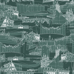 Wall Mural - Historic Italian Architecture Collage seamless pattern