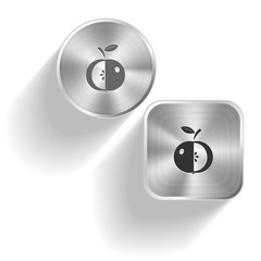 Sticker - Apple. Vector set steel buttons