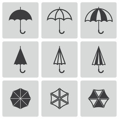 Wall Mural - vector black umbrella icons set