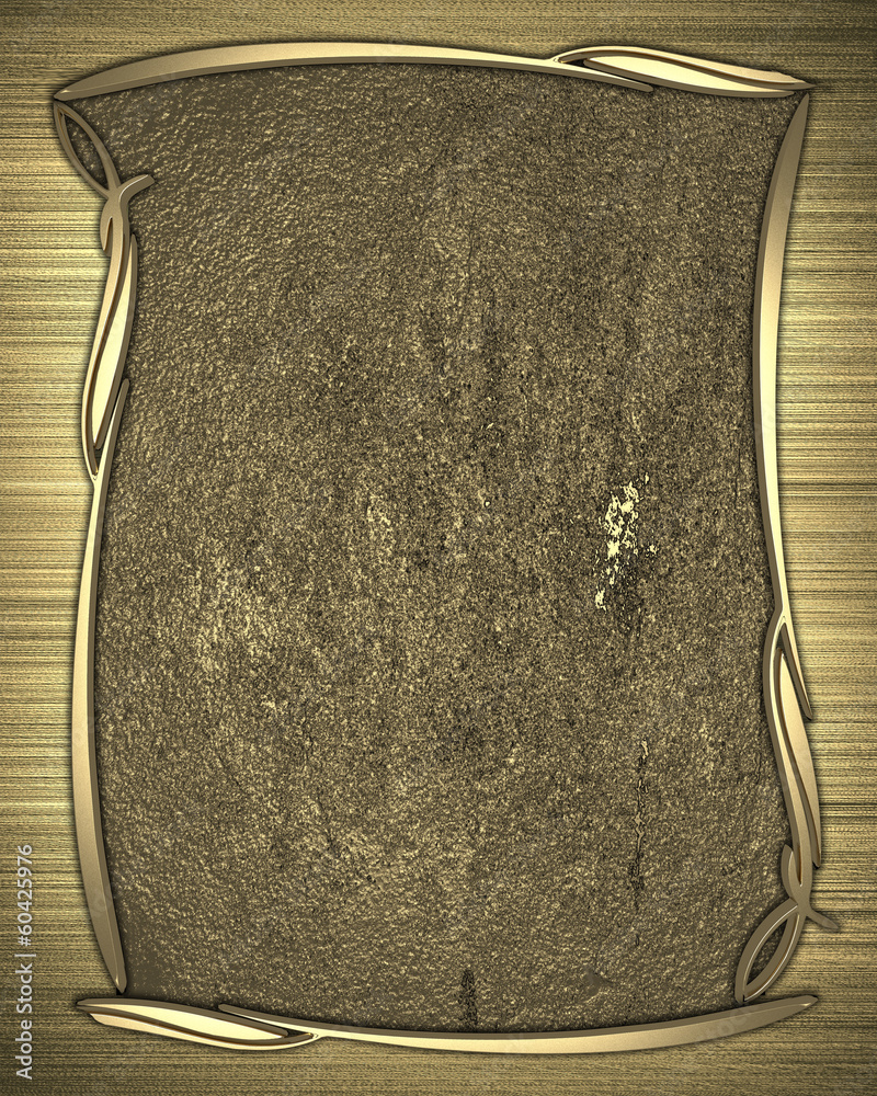 Gold frame on grunge gold background. Design template