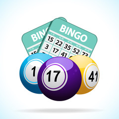 Bingo balls and cards