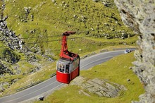 Old Red Cable Car In The Mountains