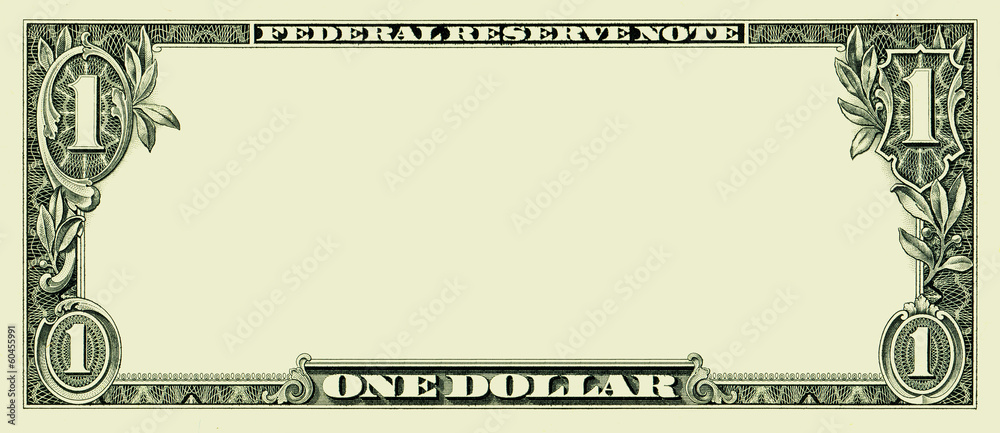 Blank one dollar bill - obrazy, fototapety, plakaty 