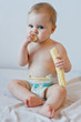 baby with crisps