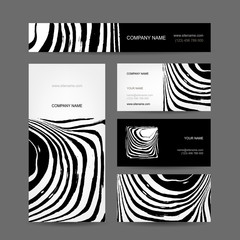 Wall Mural - Set of abstract creative business cards, zebra print design