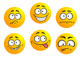 Wall Mural - Set of yellow emoticons