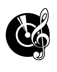 Poster - Vinyl record and a musical clef