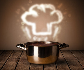 Chef hat above cooking pot