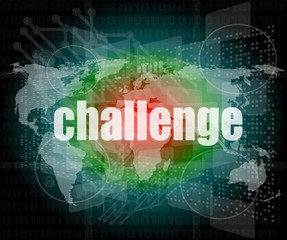 Poster - Marketing concept: words challenge on digital screen