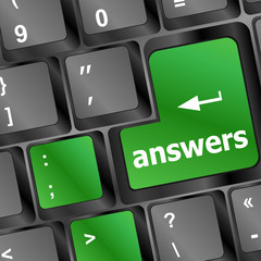 Poster - answers concept on the modern keyboard