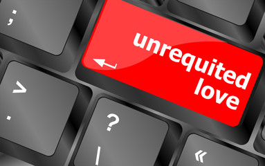 Poster - unrequited love on key or keyboard, dating concept