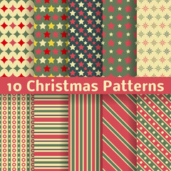 Wall Mural - christmas different vector seamless patterns (tiling).