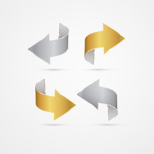 Vector Gold And Silver Arrows Isolated On Grey Background