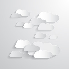 Sticker - Vector Clouds Cut From Paper Background