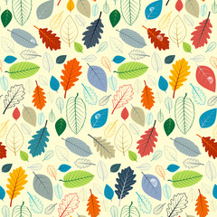 Poster - Abstract Vector Seamless Pattern - Autumn Leaves