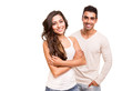 © Trendsetter Images - Couple posing over white background