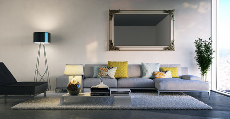 Wall Mural - sitzgruppe in schlichtem Loft - luxury sofa in apartment