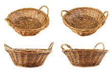 Brown Wicker Basket Isolated