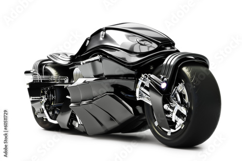 Fotografie, Obraz Futuristic custom motorcycle concept on a white background.