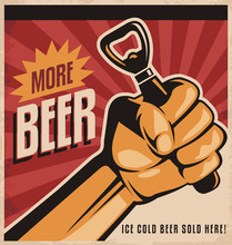 Beer Retro Poster Design With Revolution Fist