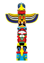 Colorful Totem Pole. Isolated On White Background. Vector EPS10.
