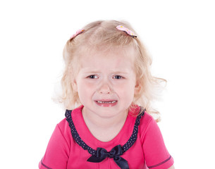 little girl 3 years old isolated on white background