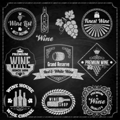 Canvas Print - wine set elements chalkboard