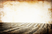 Open View Of Field. Vintage Effect Sepia Toned.  