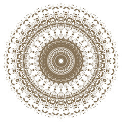 Wall Mural - Decorative gold frame with vintage round patterns on white..