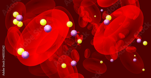 Fotomural Illustration showing insulin and glucose in bloodstream