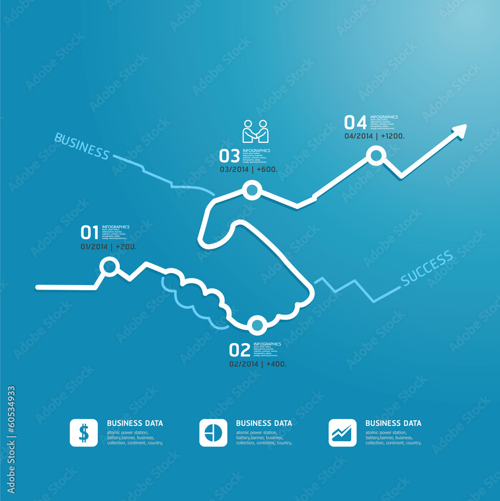 business handshake diagram line style template Stock Vector | Adobe Stock