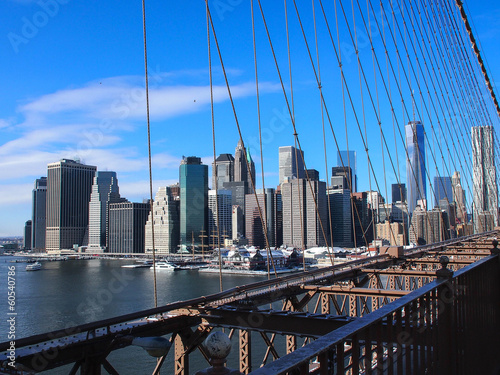 Fototapeta na wymiar Manhattan view from the Brooklyn Bridge