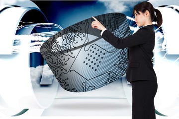 Aufkleber - Composite image of serious businesswoman pointing
